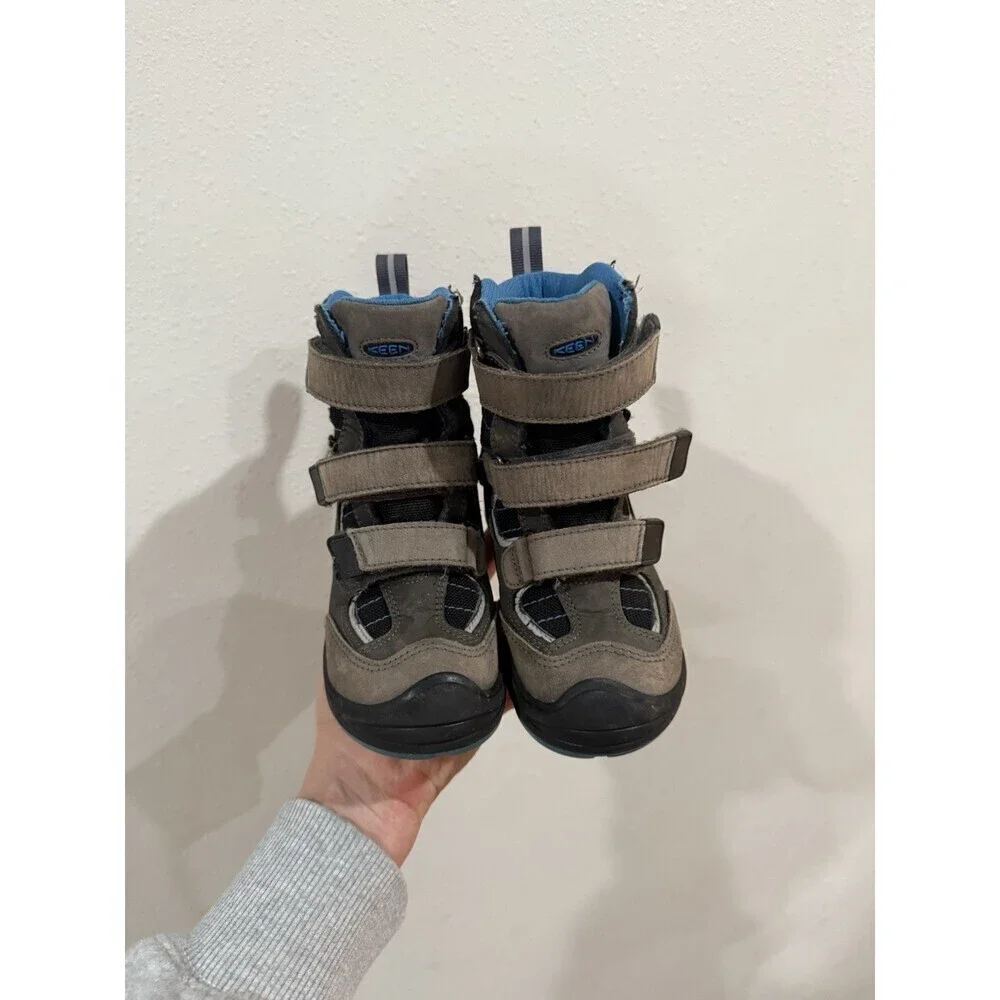KEEN Kid's Toddler Boys Snow Troll Boots Shoes Black Size 10 Easy On Winter Gray